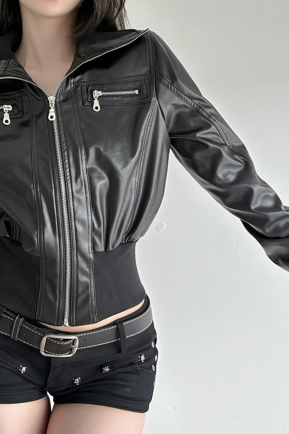 Vintage Waist Cinch Leather Jacket