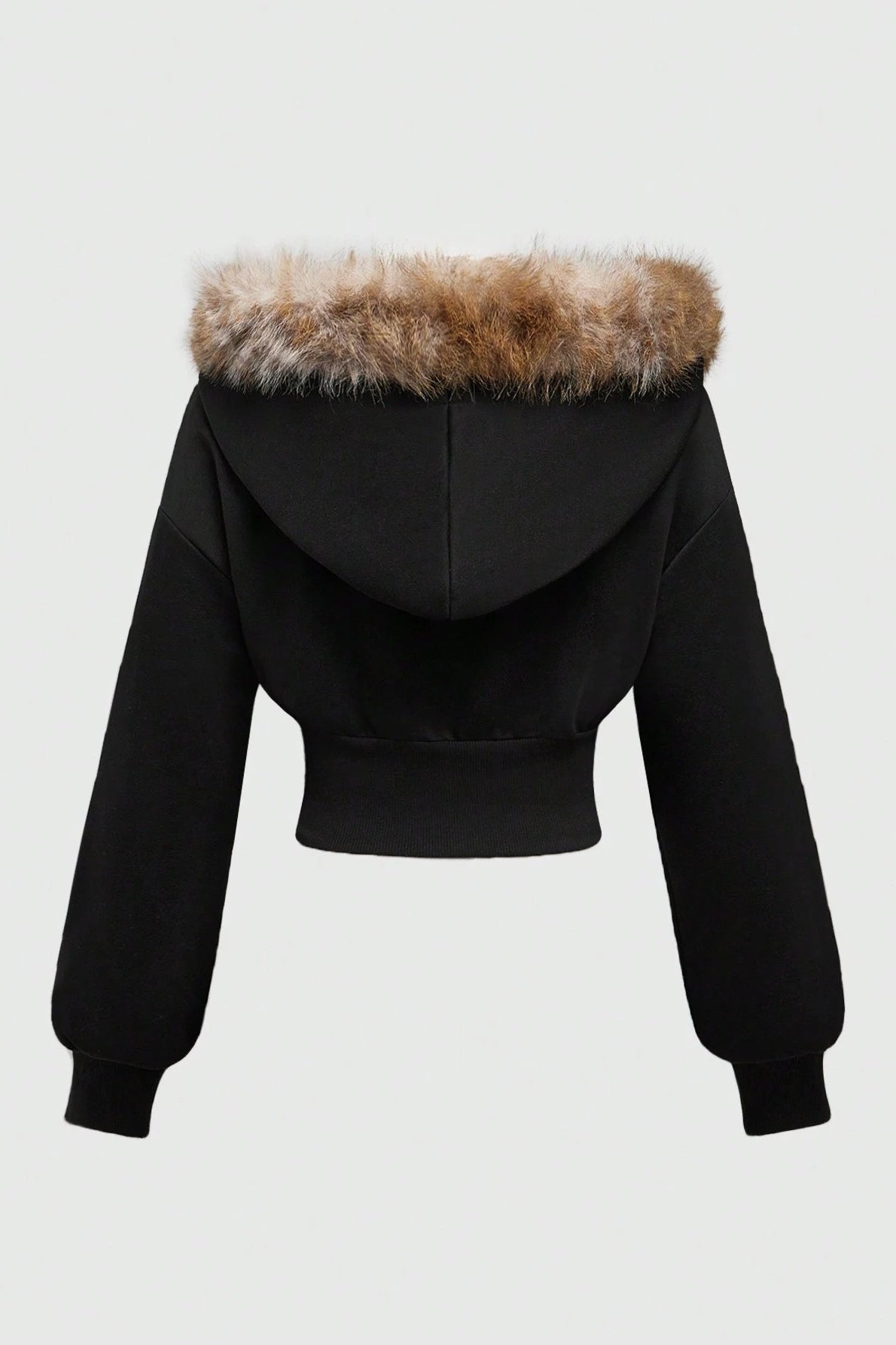 Faux Fur Trim Corset Zip Hoodie