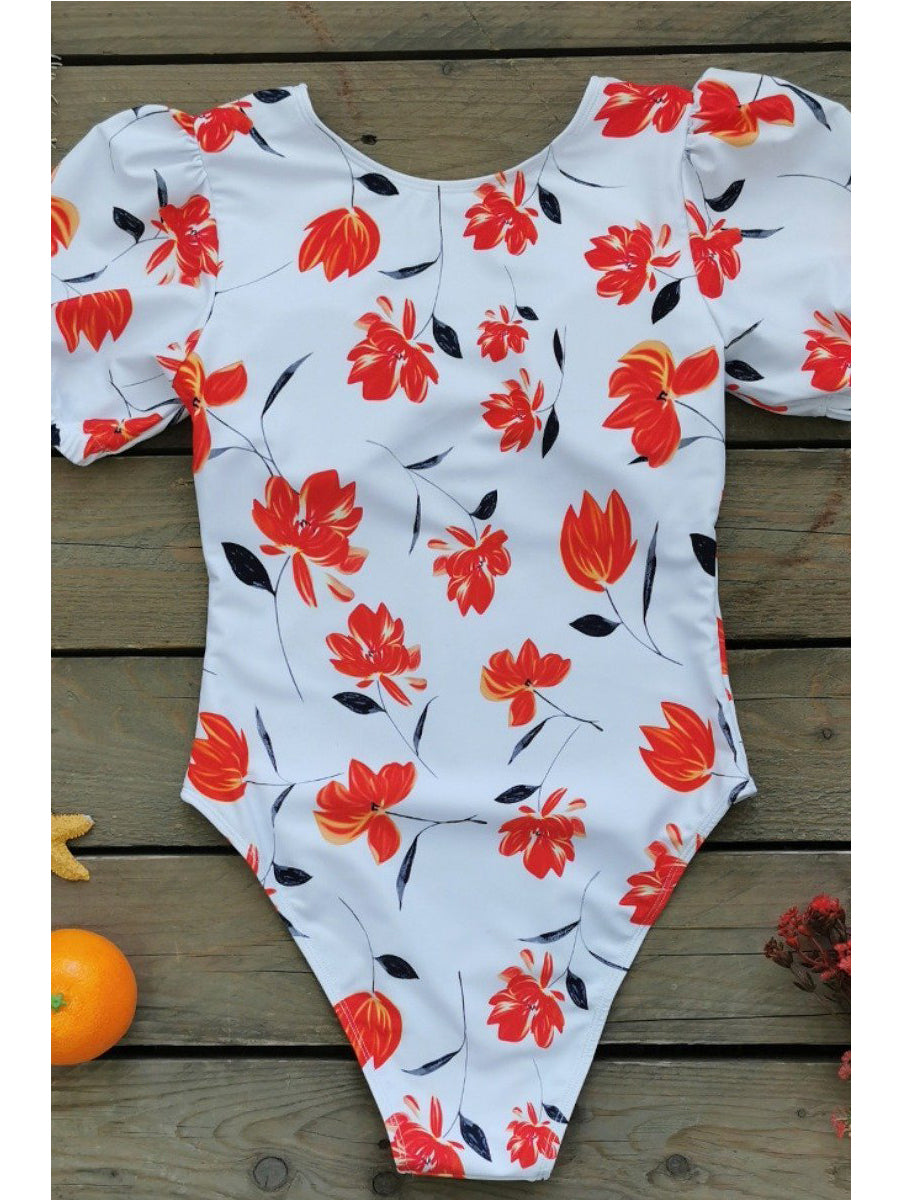 Floral Print Bandage Design Croci One-piece Swimsuit - Fashionpara