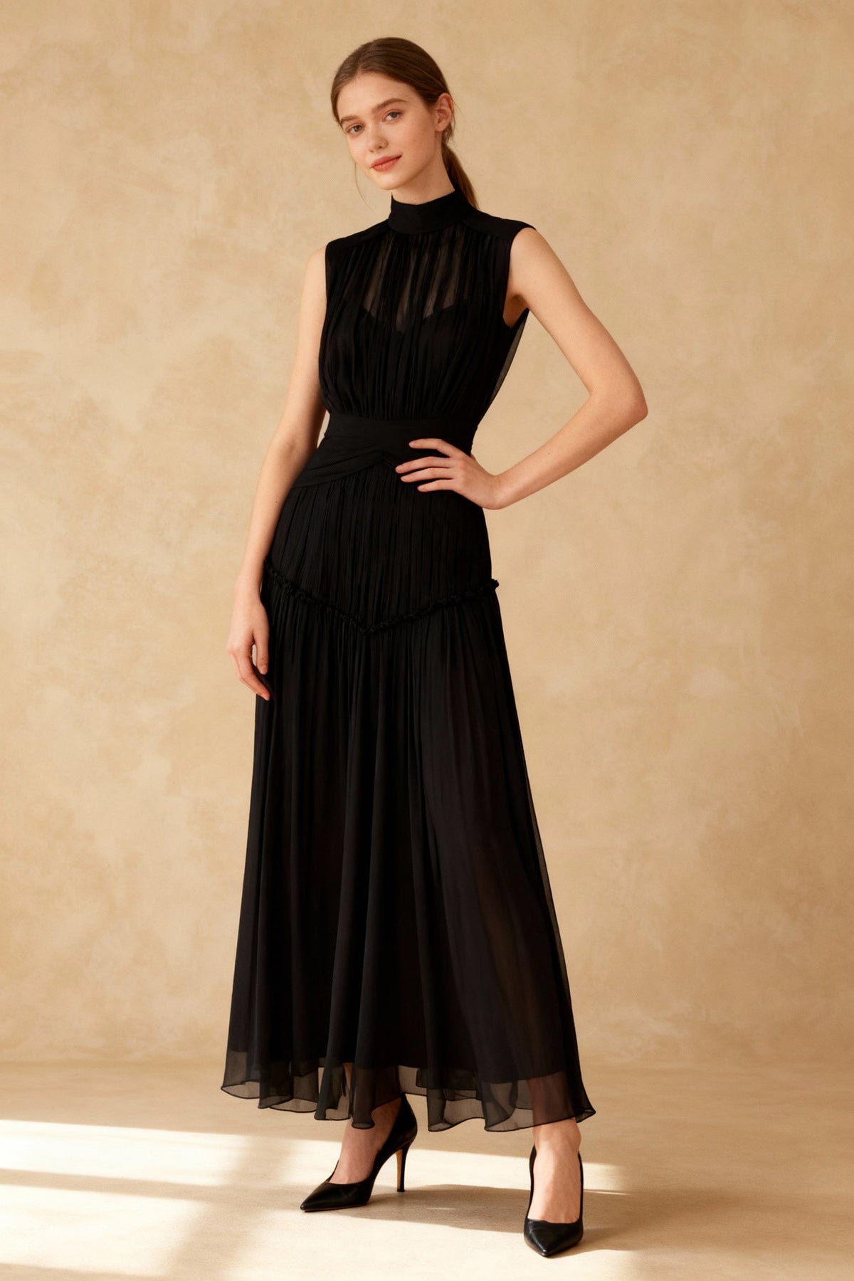 Remarkable Moment High Trendy Neck Maxi Dress