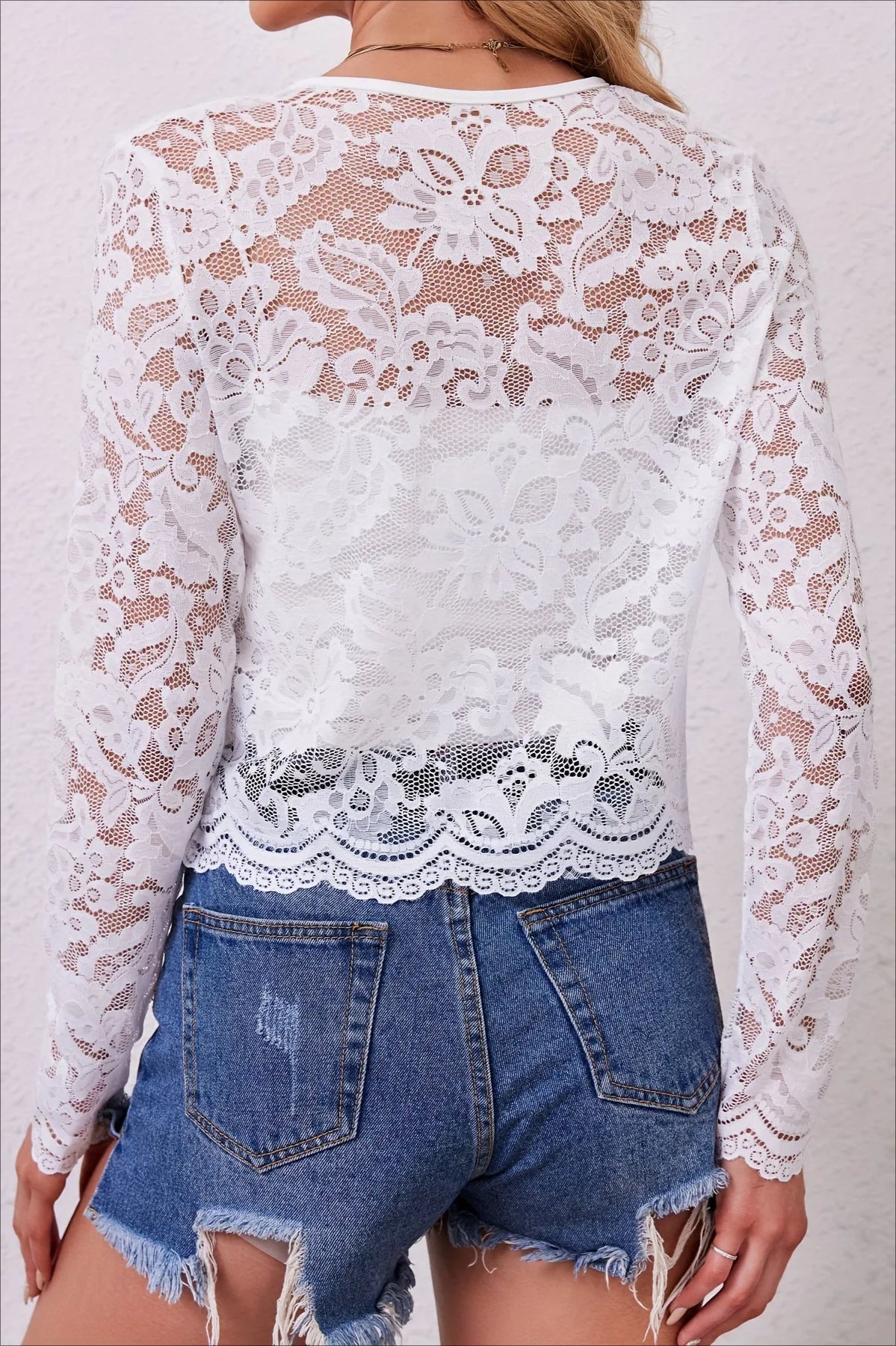 Lace See-Through Long Sleeve Cardigan 6