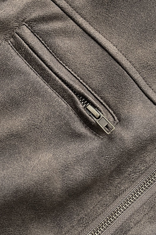 Fitted Brown Suede Leather Jacket