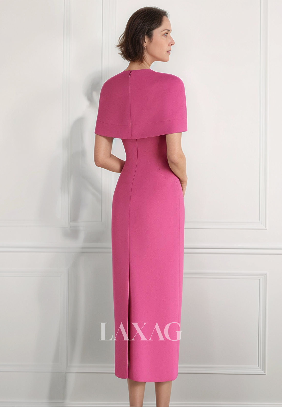 Simple Straps Scoop-Neck Off-Shoulder Sleeveless Midi Mermaid Mother of the Bride Gowns with Overlay