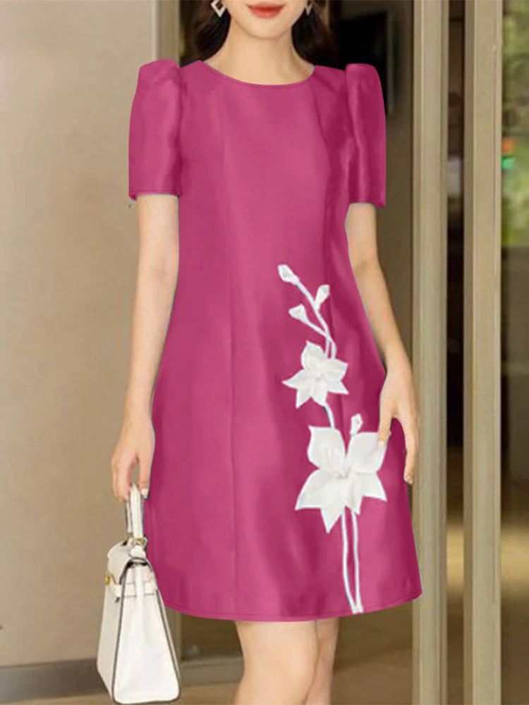 Elegant Satin A-line Floral Dress