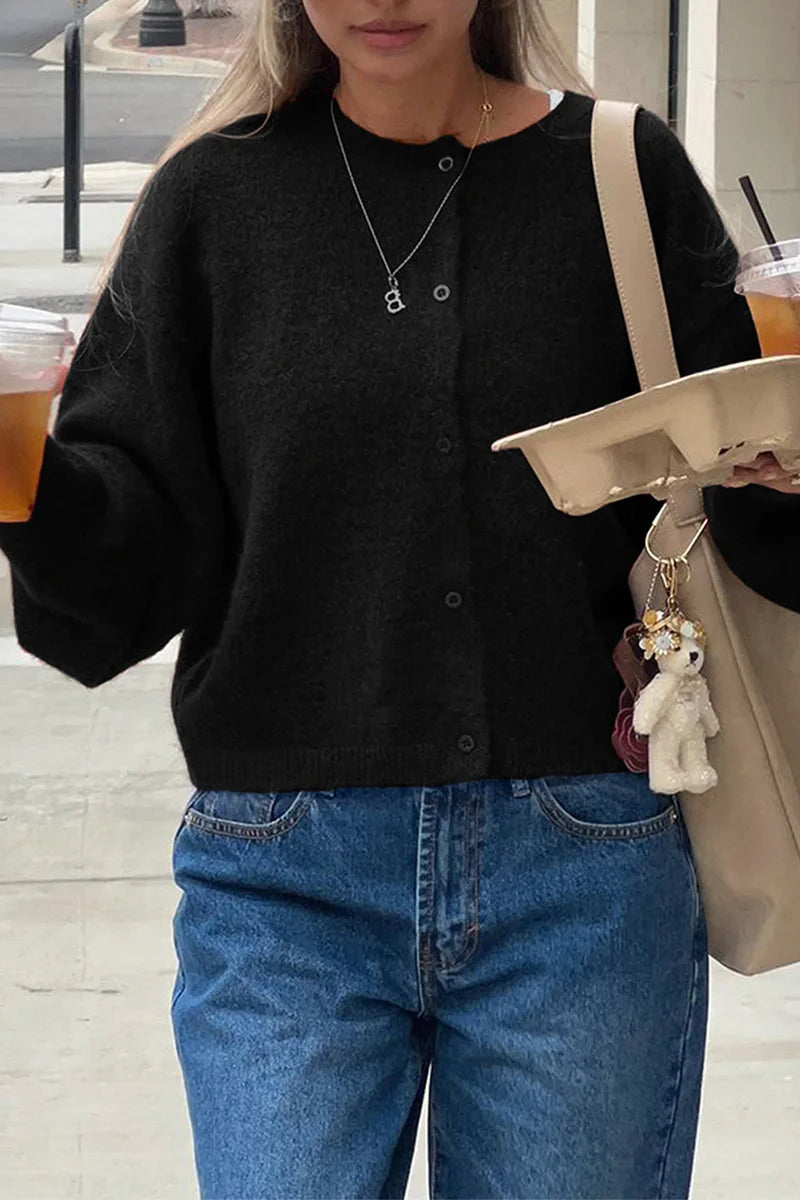 Cropped Knit Button Cardigan 29