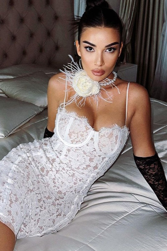 Elegant Backless Cami Lace Dress - View 8