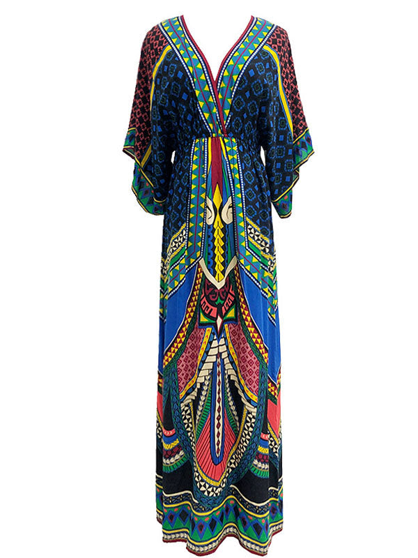 Tara Lee Retro Style Loose Bohemian Maxi Dress - Fashionpara