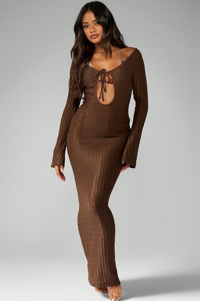 Striped Tie Waist U-Neck Maxi Dress