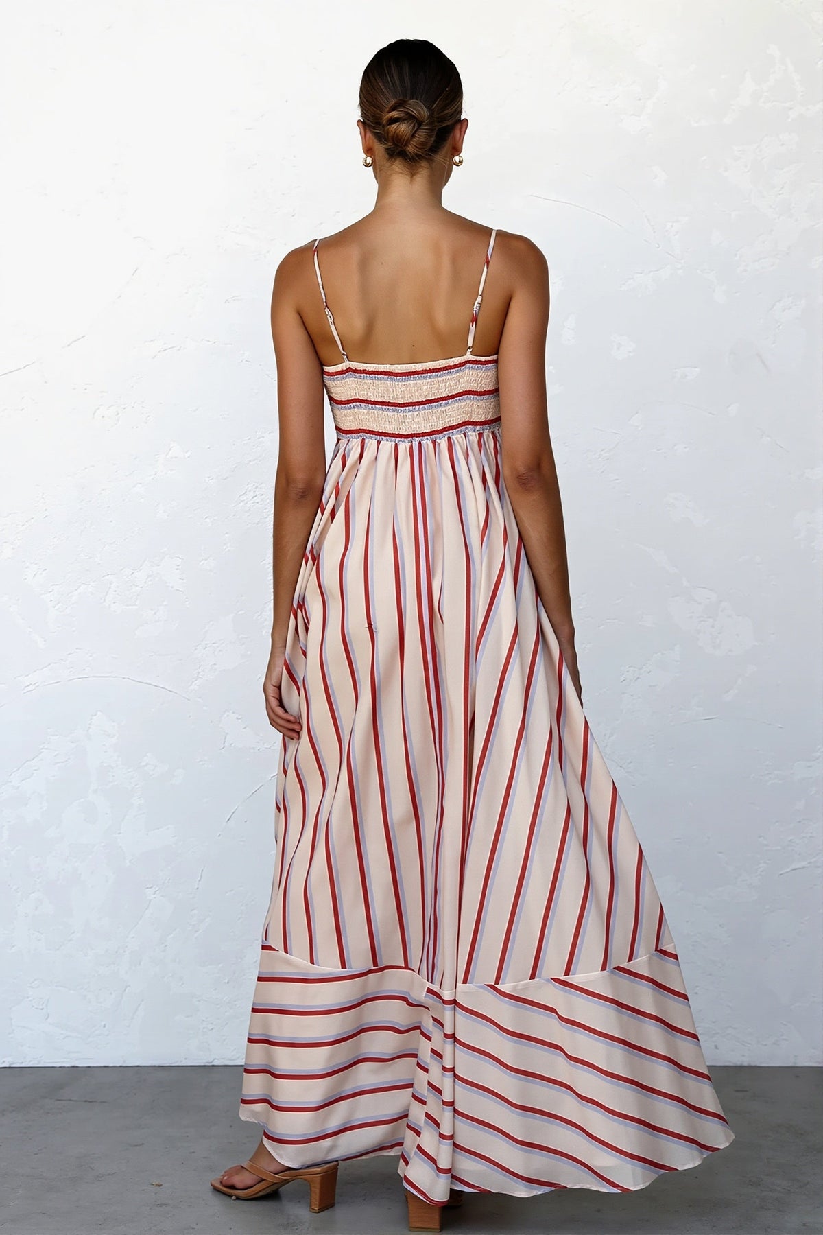 Striped Square Neck Empire Waist Maxi Dress 6