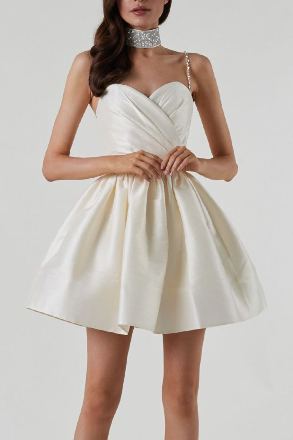 Diamante Strap Sweetheart Fit & Flare Mini Dress 3