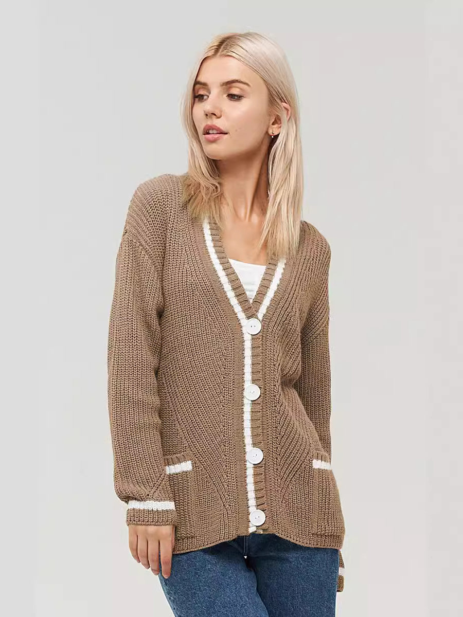 Sophisticated Colorblock Knit Cardigan for Stylish Layering