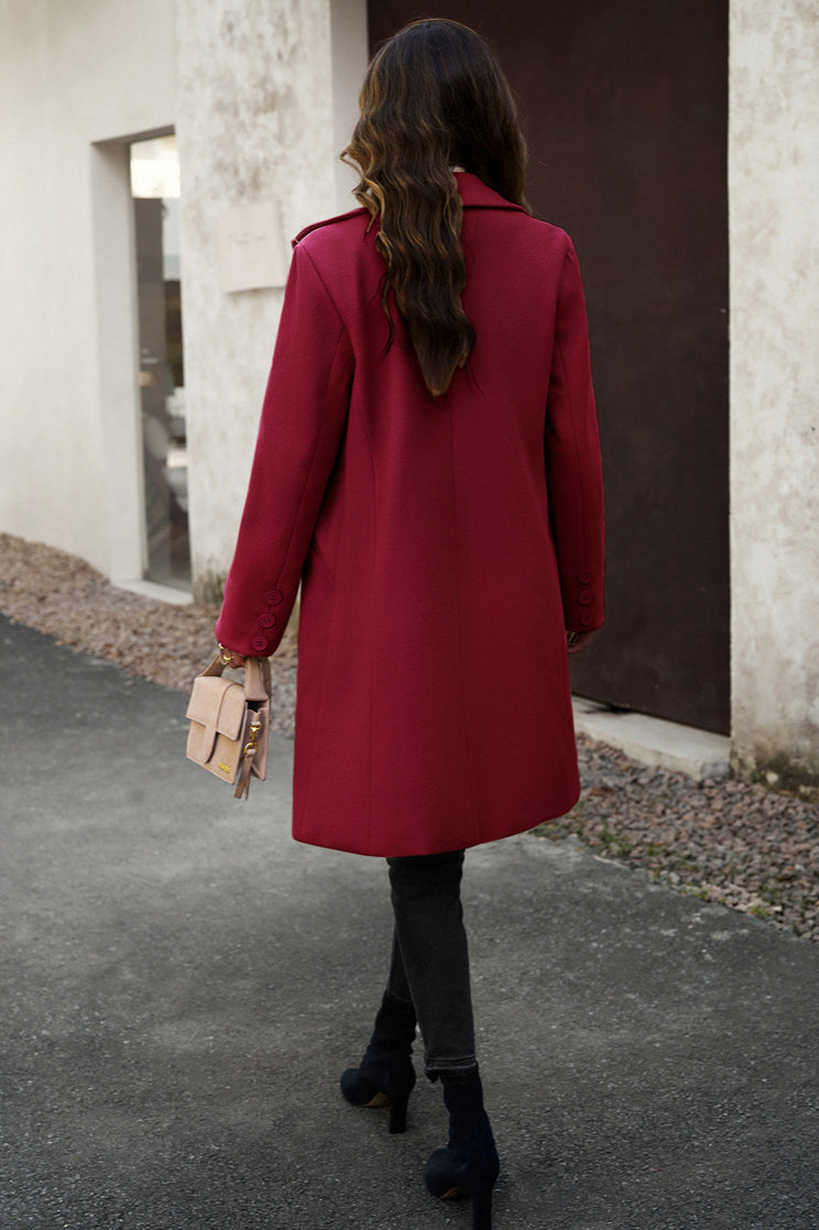 Wool Blend Solid Longline Coat