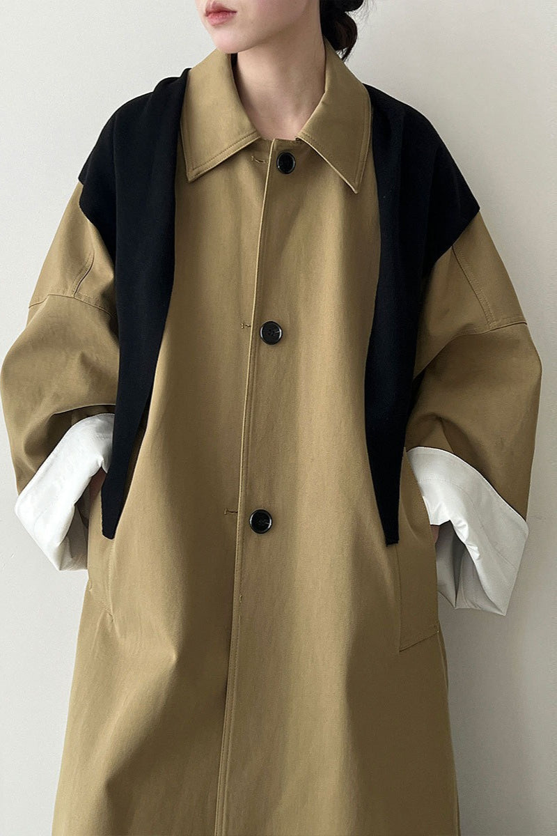 Korean Oversized Split-Hem Mid-Length Overcoat for Chic Style