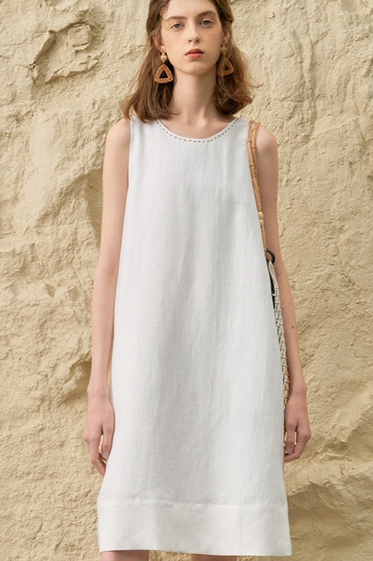 Elegant Tencel Linen Midi Dress