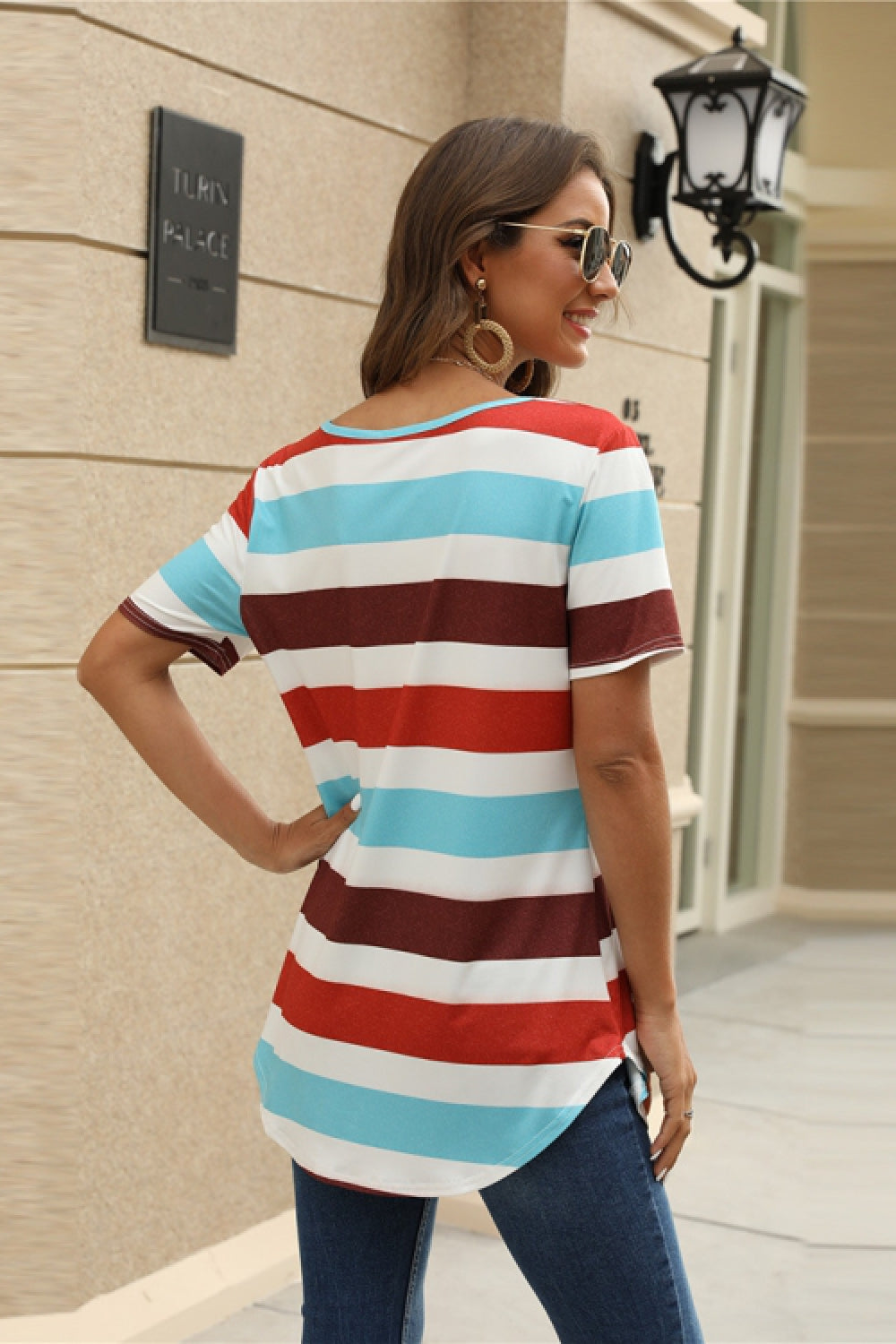 Iridescent Striped Short Sleeve T-Shirt