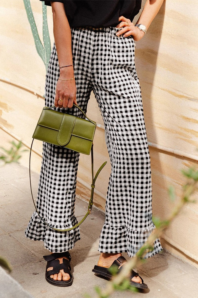 Y2K Plaid Print Wide Leg Pant