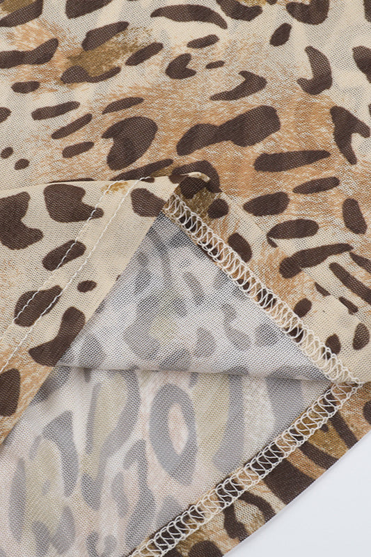 Leopard Print Cowl Neck Mermaid Maxi Dress