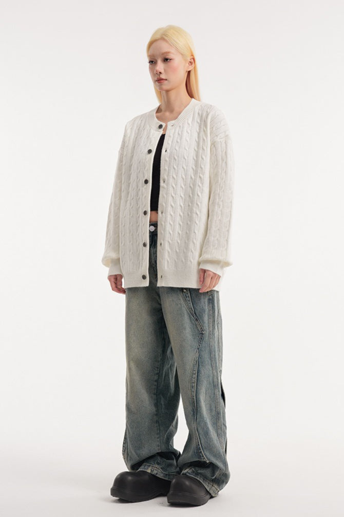 Relaxed Fit Cable Cardigan 9