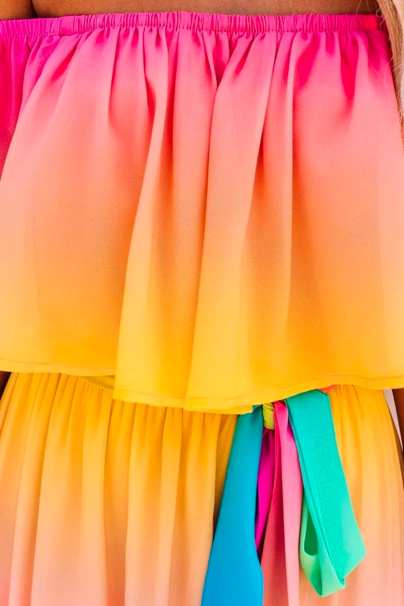 Gradual Change Multicolor Maxi Dress  Fashionpara