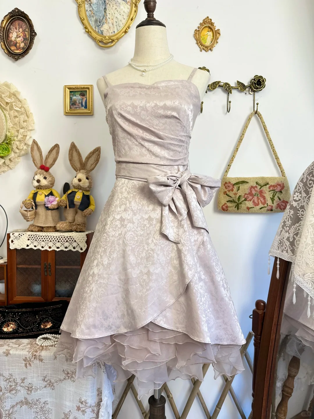 Vintage Satin Print Floral A Line Short Party Dress Homecoming Dress D308