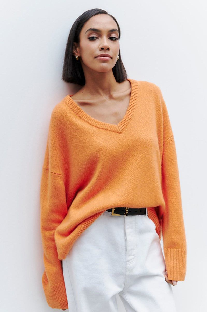 V Neck Pullover Knit Sweater