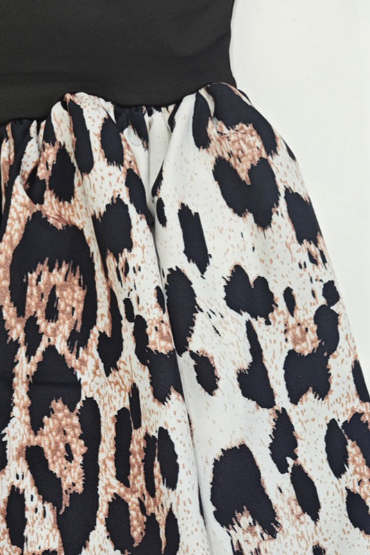 Leopard Print Square Neck Bubble Hem Mini Dress 4