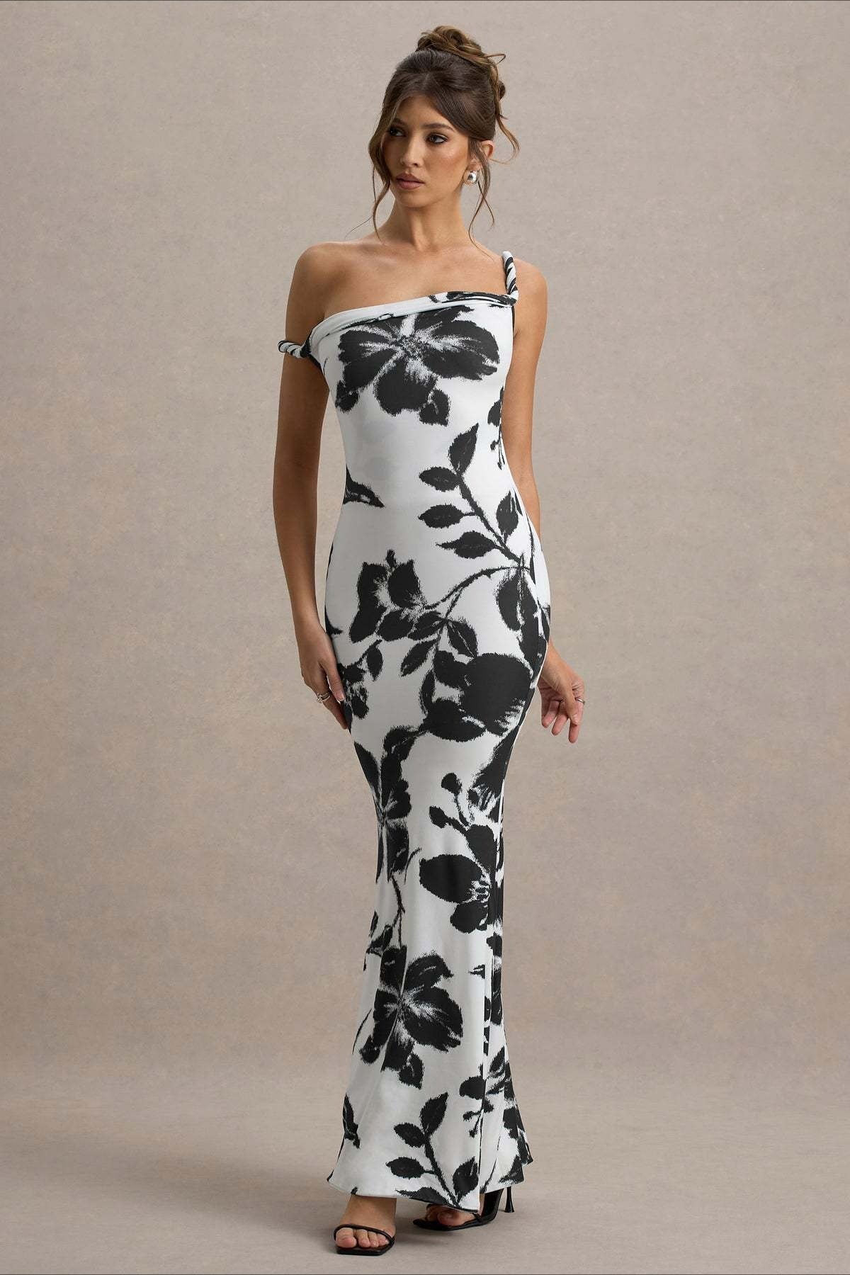 Print One-Shoulder Bodycon Party Dress