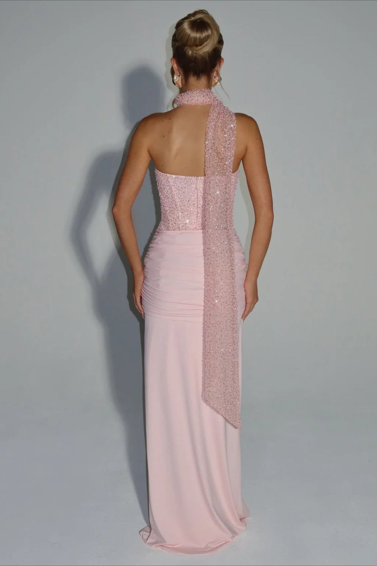 Sequin Strapless Corset Sweetheart High Split Gown 6
