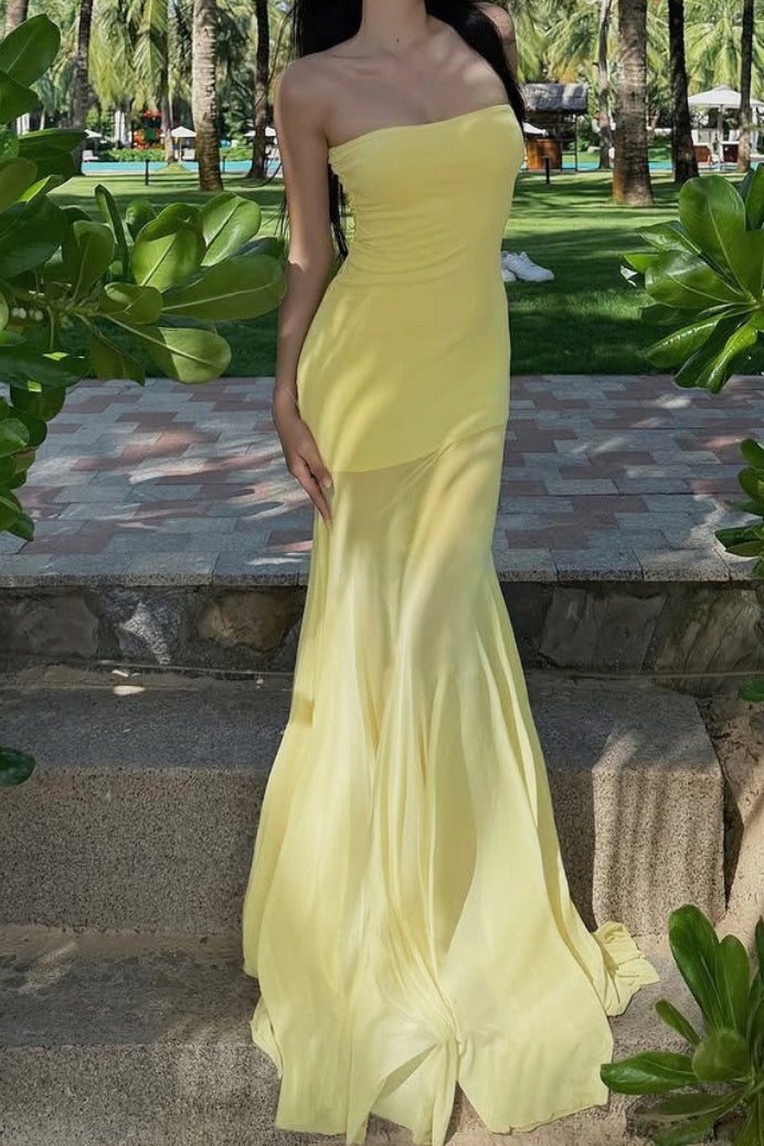 Strapless Ruched Mermaid Evening Maxi Dress - View 7
