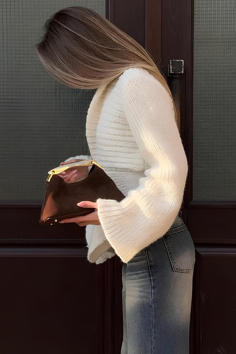 One Button Asymmetrical Knit Blouse