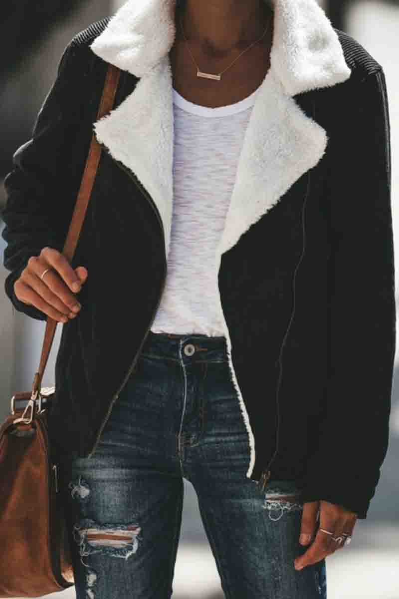 Turndown Collar Zipper Basic Coat (2 Colors)