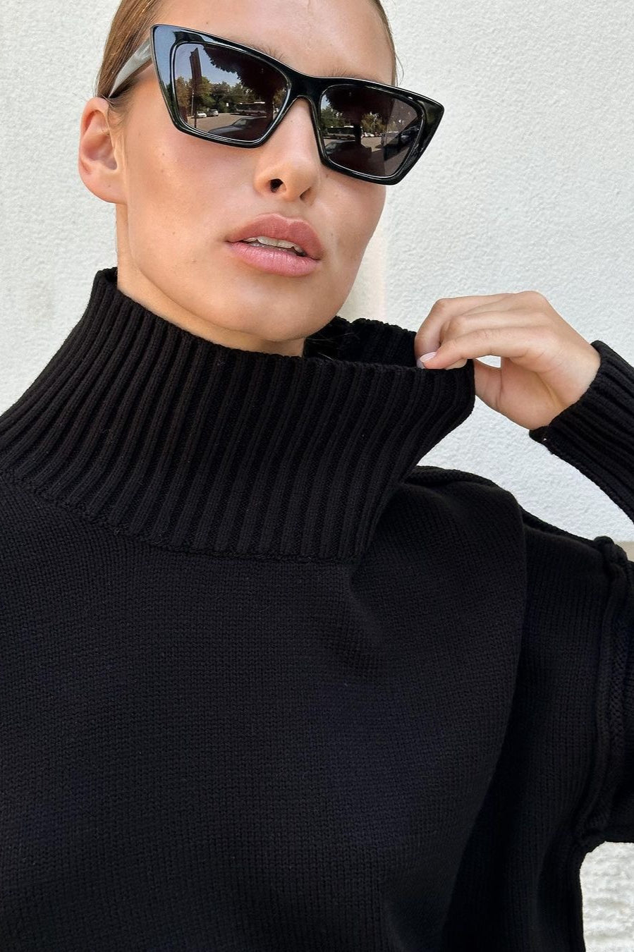Colorblock Turtleneck Knit Sweater