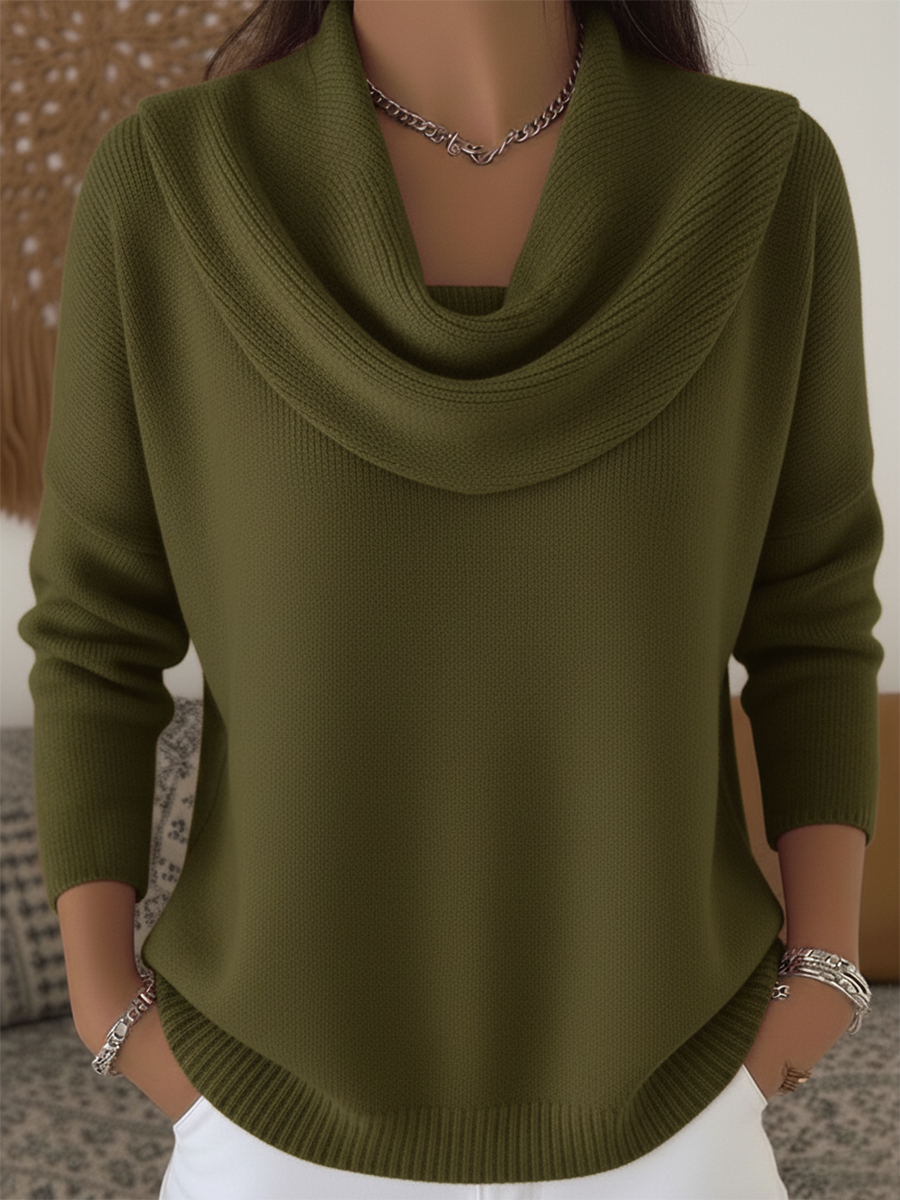 Cowl Neck Long Sleeve Knit Sweater 3