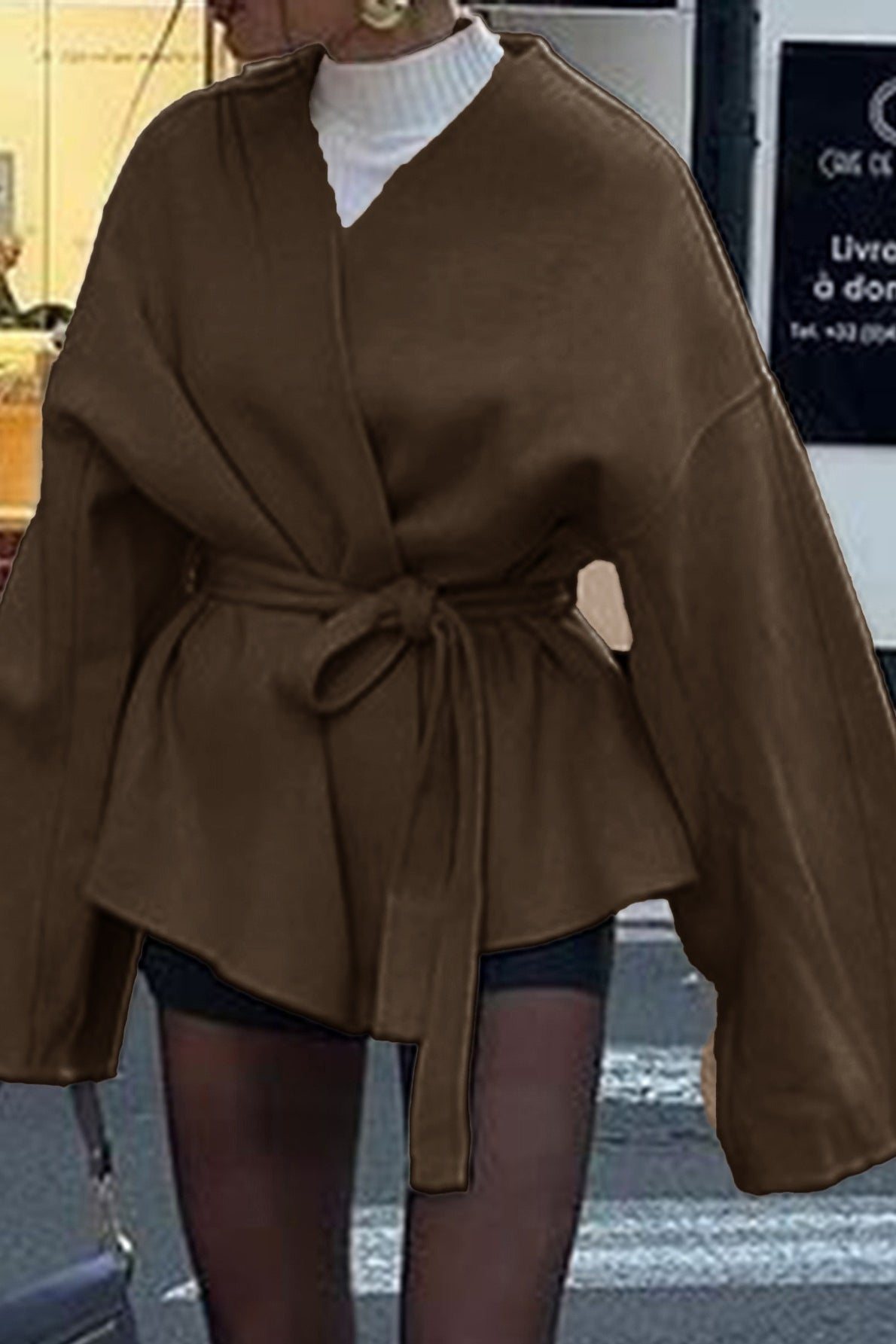 Tailored Long Sleeve Belted Trench Coat - Fashionpara