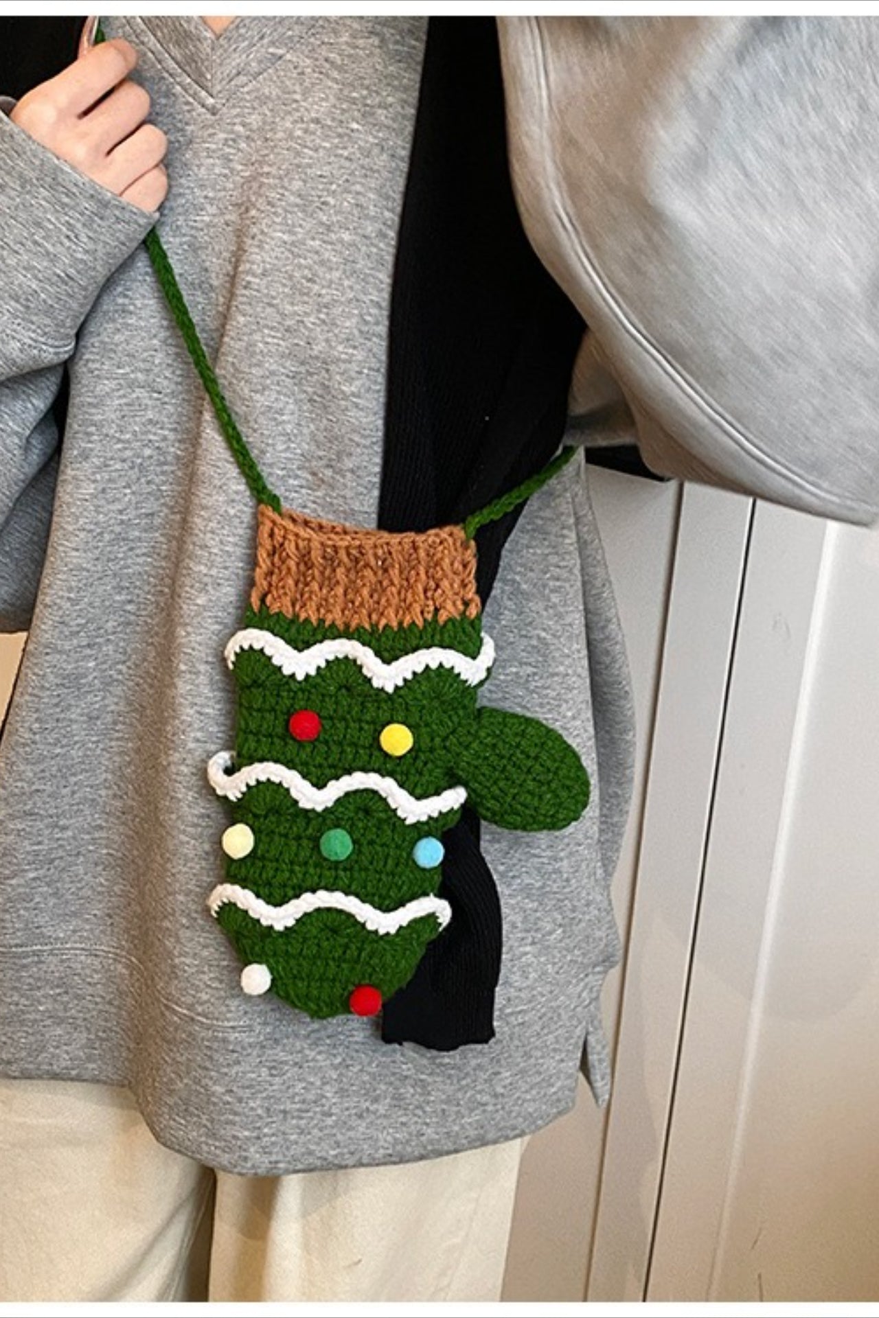 Crocheted Tree Reindeer Cute Crossbody Bag