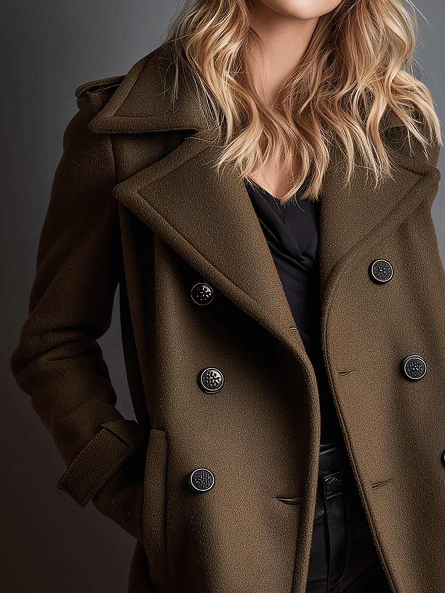 Minimalist Military-Inspired Double-Breasted Wool Coat