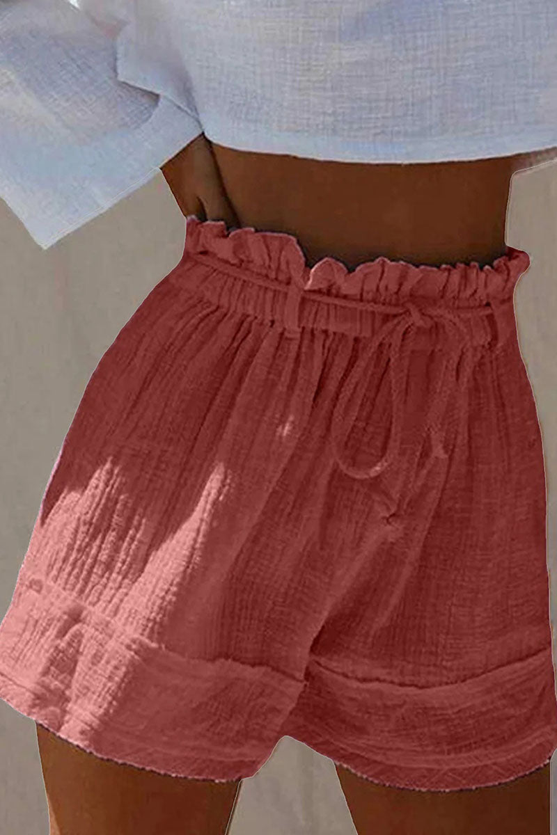 Fashion Casual Solid Pocket Loose High Waist Wide Leg Shorts Fashionpara