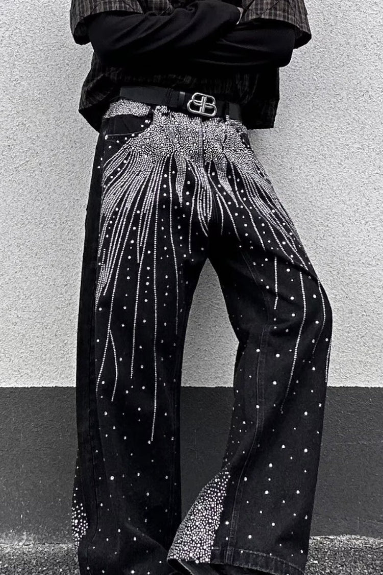 Rhinestone Star Wide Leg Jeans