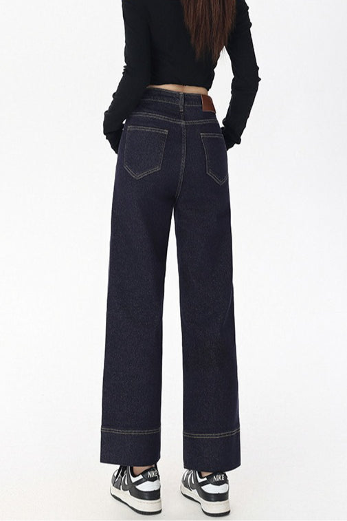 High Waist Cropped Straight Jeans