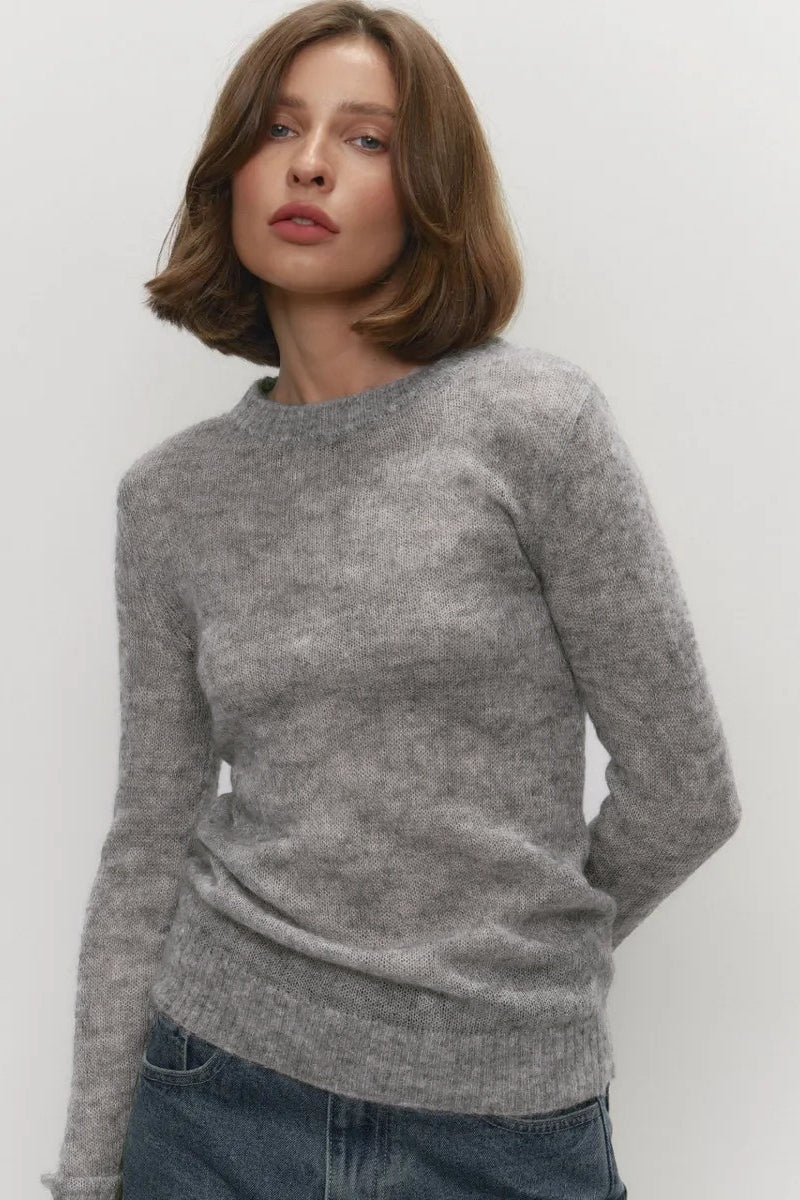 Sheer Blend Round Neck Knit Top 5