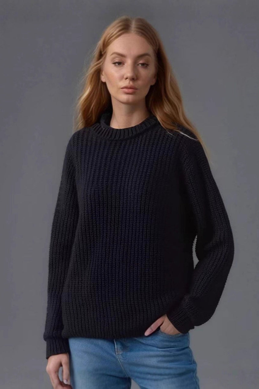 Casual Crewneck Lantern Sleeve Sweater