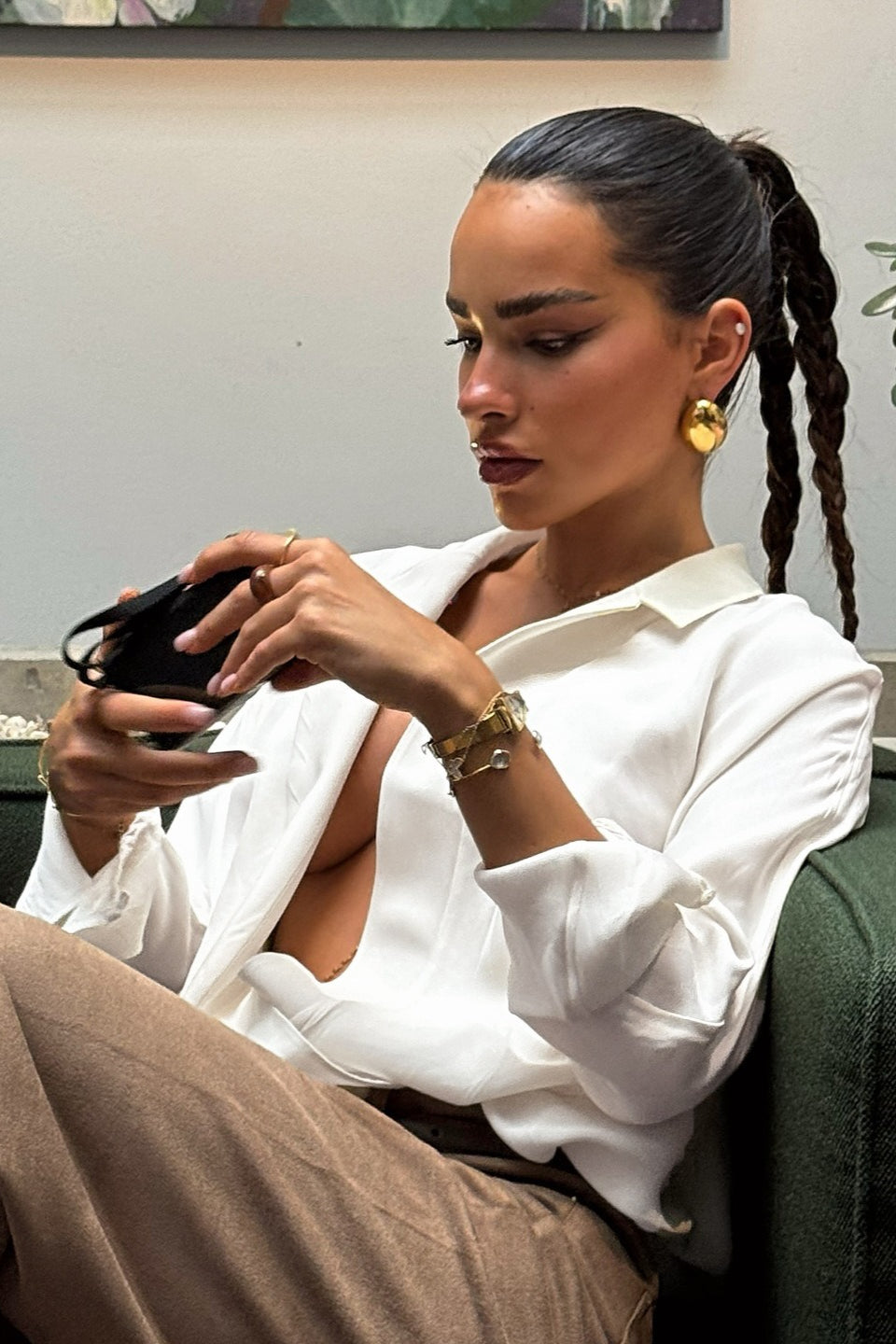 Deep V Cross Over Blouse