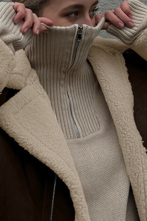 Vintage Oversized Suede Sherpa-Lined Coat 5
