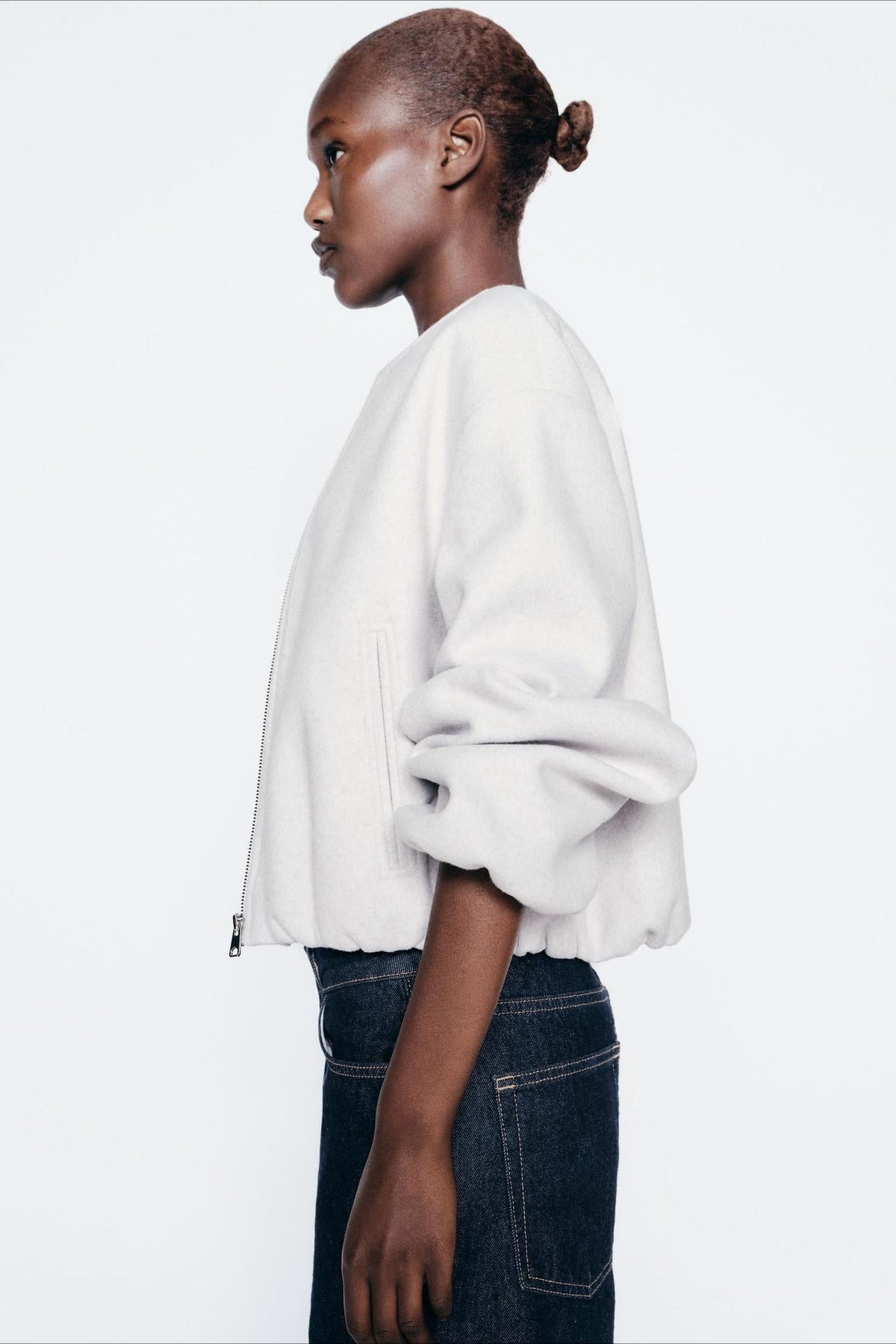 Faux Wool Short Zip Bomber Jacket 8