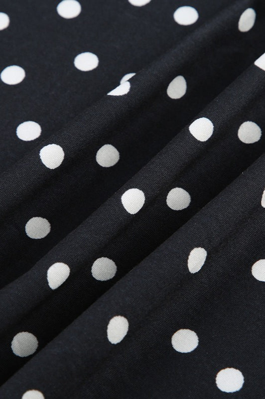 Polka Dot Mesh A-Line Mini Dress in Black - View 4