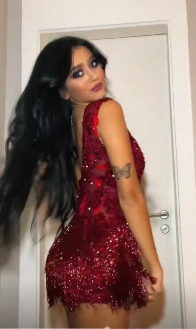 Pretty Burgundy Lace Sequin Tassel Bodycon Cocktail Dress Short Graduation Homecoming Dress D399