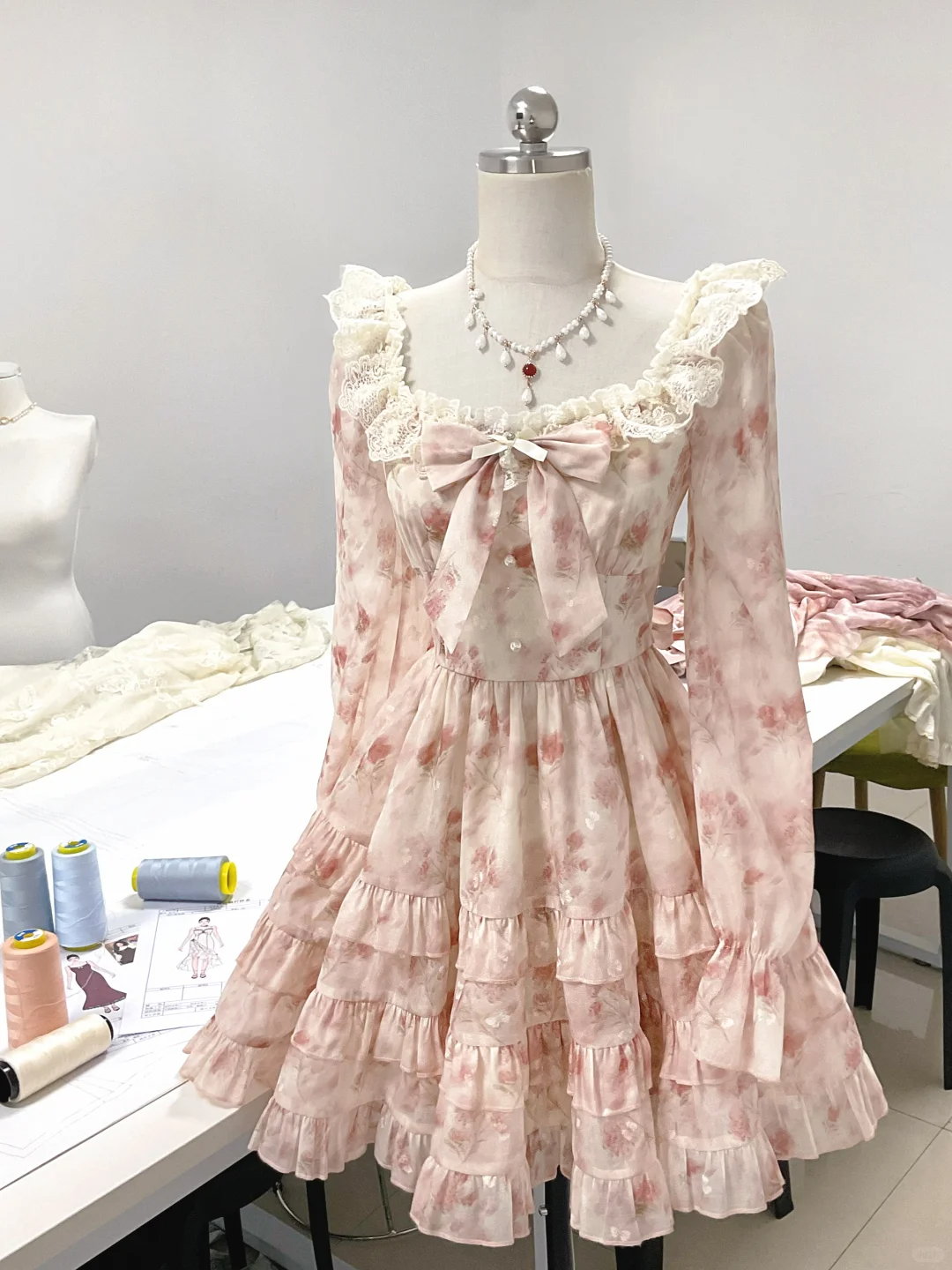 Pretty Pink Chiffon Print Layered Ruffles Short Party Dress Homecoming Dress D017