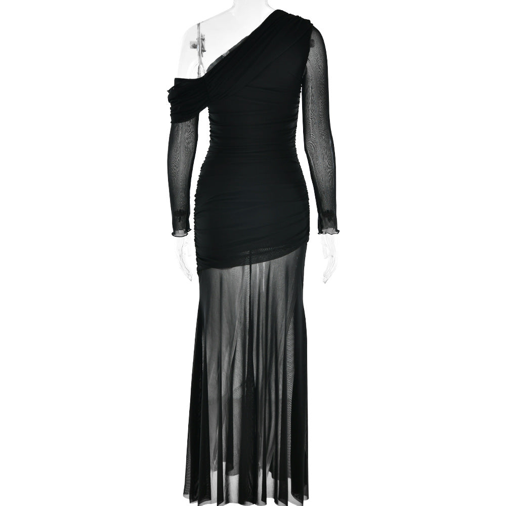 Soprano One-Shoulder Dress - Black