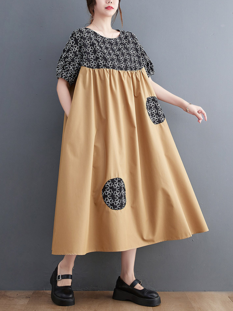 Wonder Cotton Short Slevees Smock Dress - Fashionpara