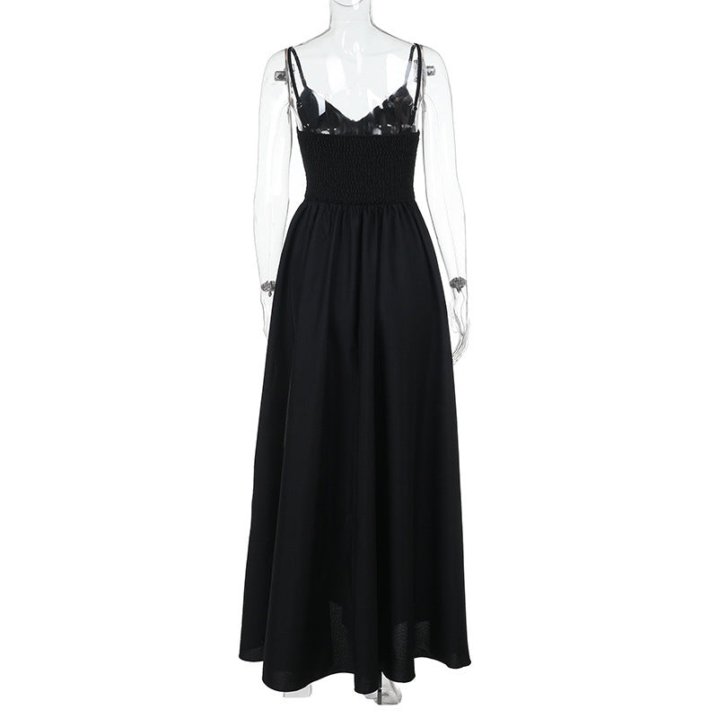 V-Neck Spaghetti Strap Drop-Waist Flared Maxi Dress 5